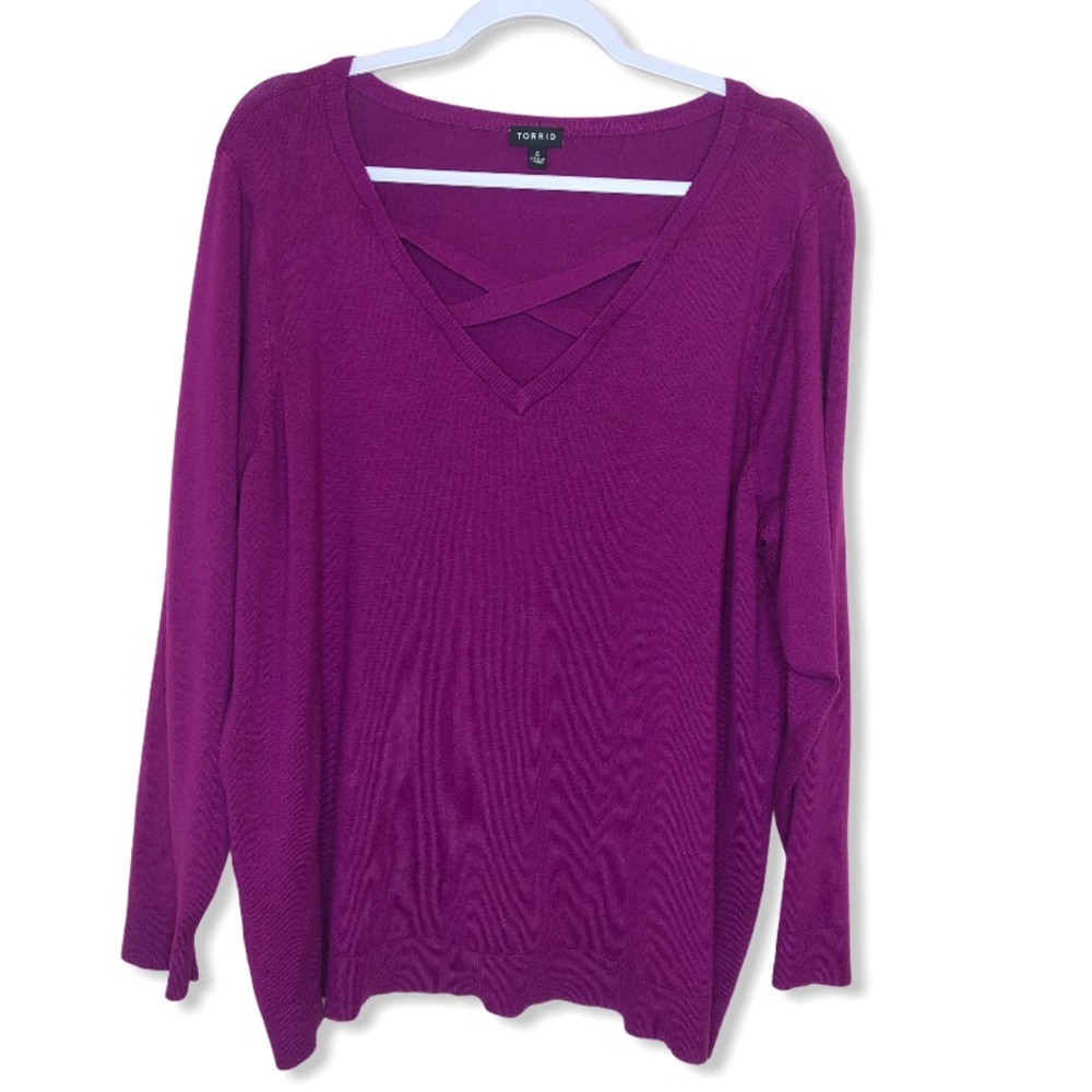 Torrid Purple Cross Front Sweater V Neck